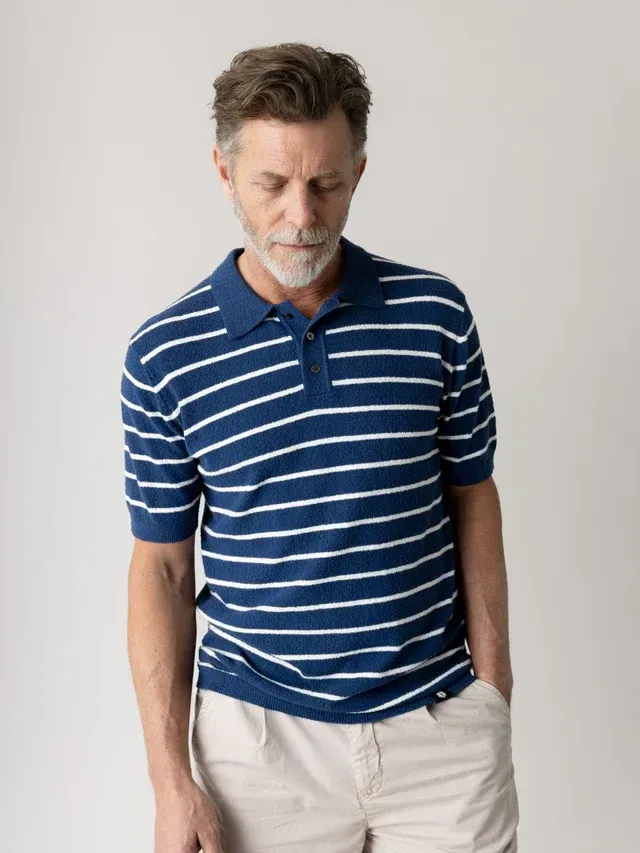 509900957MMGKyleBoucleSeaStripeSSPoloKnitEstateBlue-MMGJonesDarwinShortsChateauGray